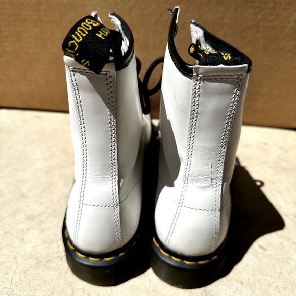 Dr.Martens 1460 Boots Combat 8 Eye Patent Leather Lace Up Block Heel White 10 main image 5